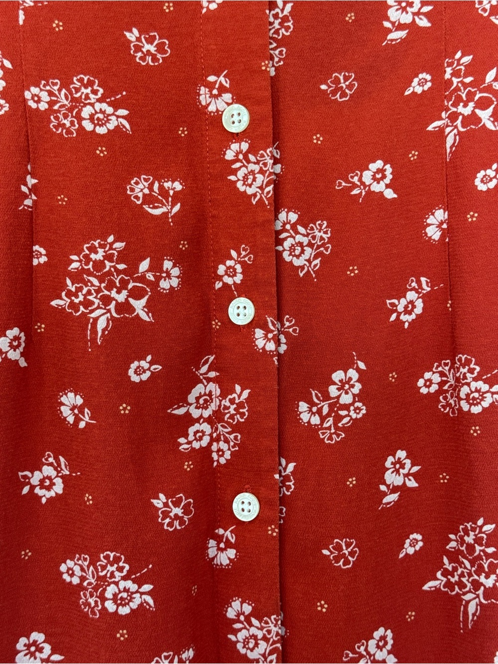 Vintage 90s Eddie Bauer Red Floral Rayon Button Front Maxi Dress M - Picture 7 of 10